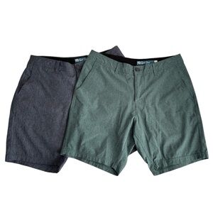 Quiet Storm Lot of 2 Men's Hybrid Shorts Blue & Green Stretch Shorts Sz 32 17”